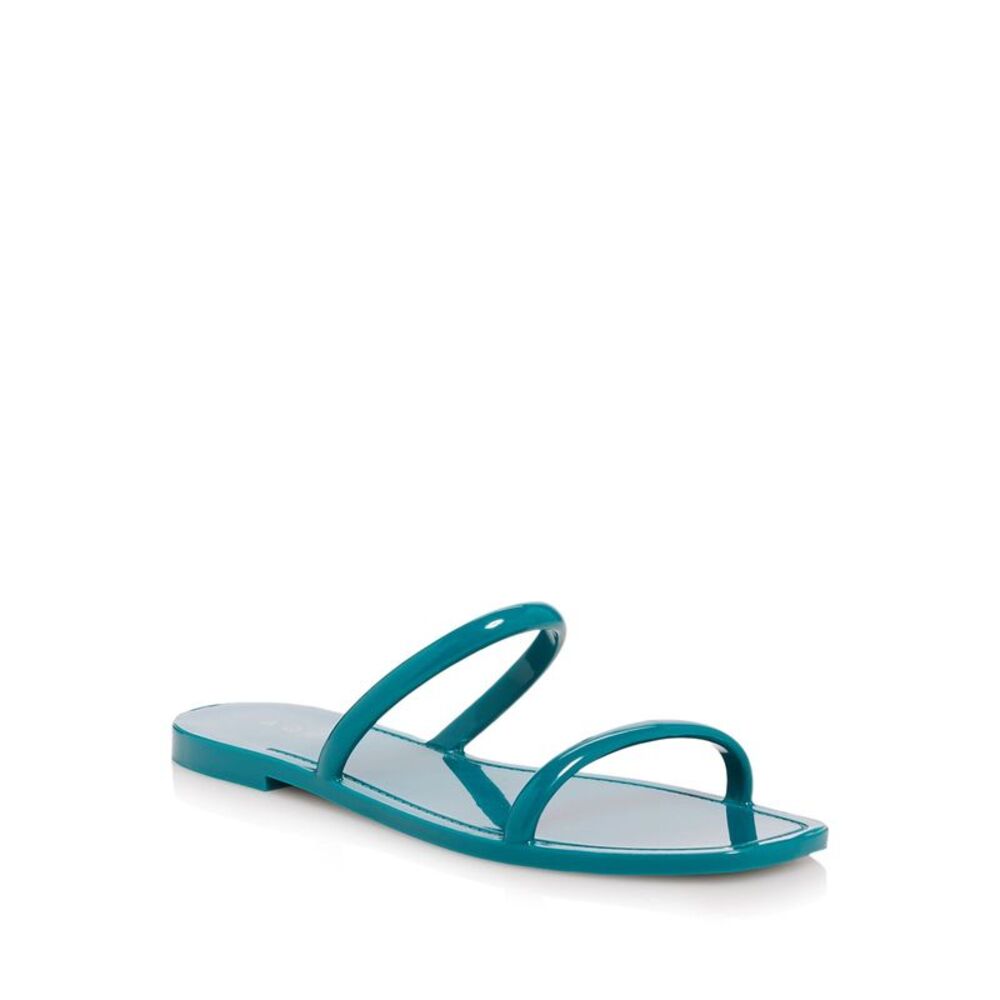 AQUA Womens Teal Strappy Square Toe Slip On Jelly 8